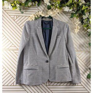 Madewell Women's Tailored Blazer Single Button Closure Striped Blue White Size 8